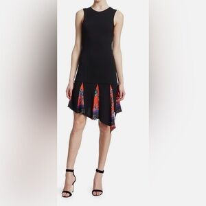 Derek Lam 10 Crosby Black Asymmetrical Floral Sleeveless Dress Size 00